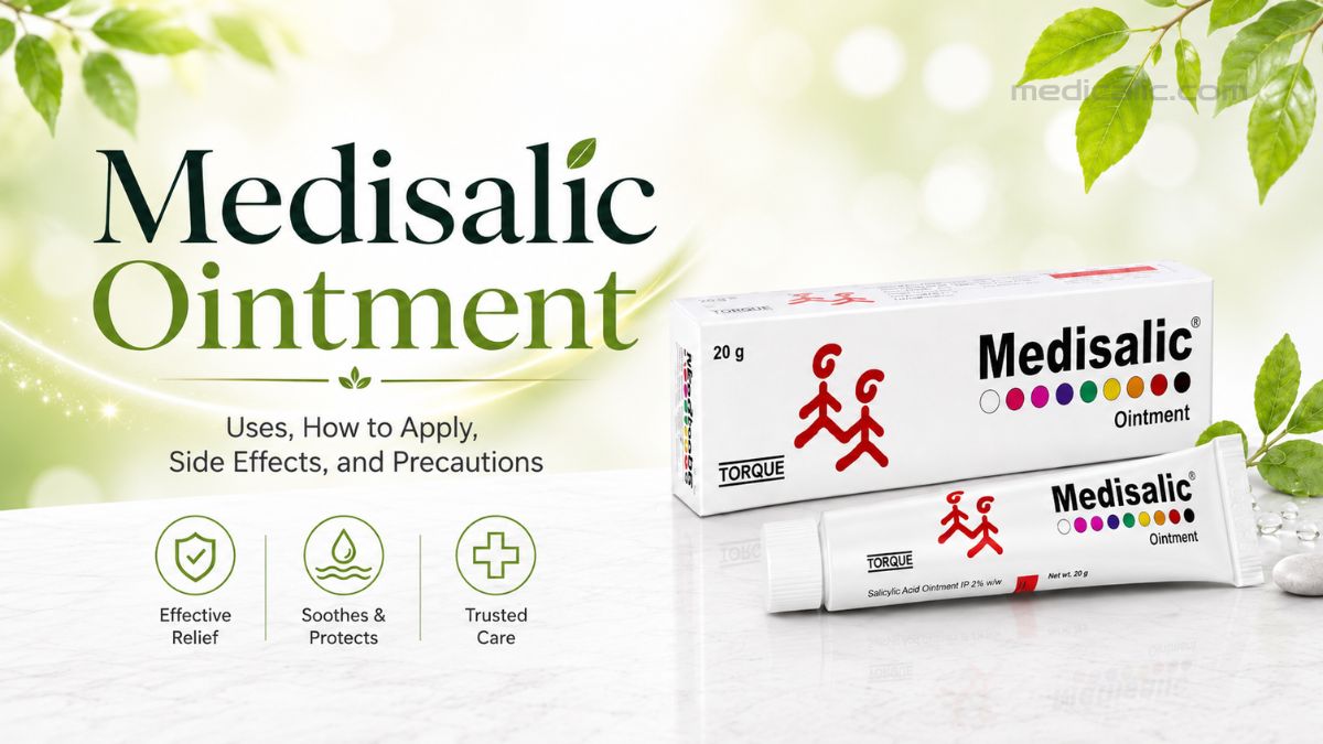 Medisalic Ointment tube and box showing clobetasol and salicylic acid topical medicine