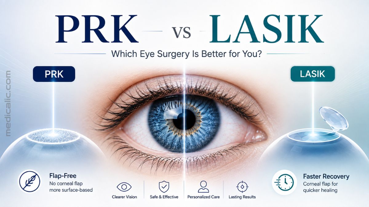 PRK vs LASIK comparison showing how each laser eye surgery treats the cornea