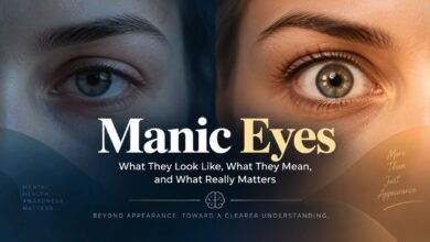 Manic eyes showing differences in eye appearance and intensity during possible manic or hypomanic episodes