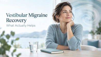 Vestibular migraine recovery with a woman experiencing improved dizziness and balance